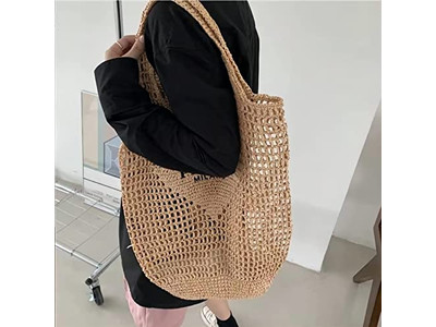 Borsa da Spiaggia di Paglia Erba Borse di Paglia Personalizzate Tote Manico Boho Elegante