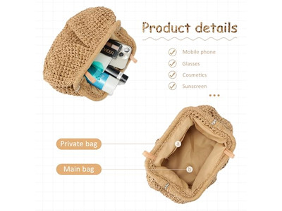 Grande Pochette di Paglia Borsa Ciliegia Tote da Spiaggia Manico Hawaii Traforato Lettere Donna