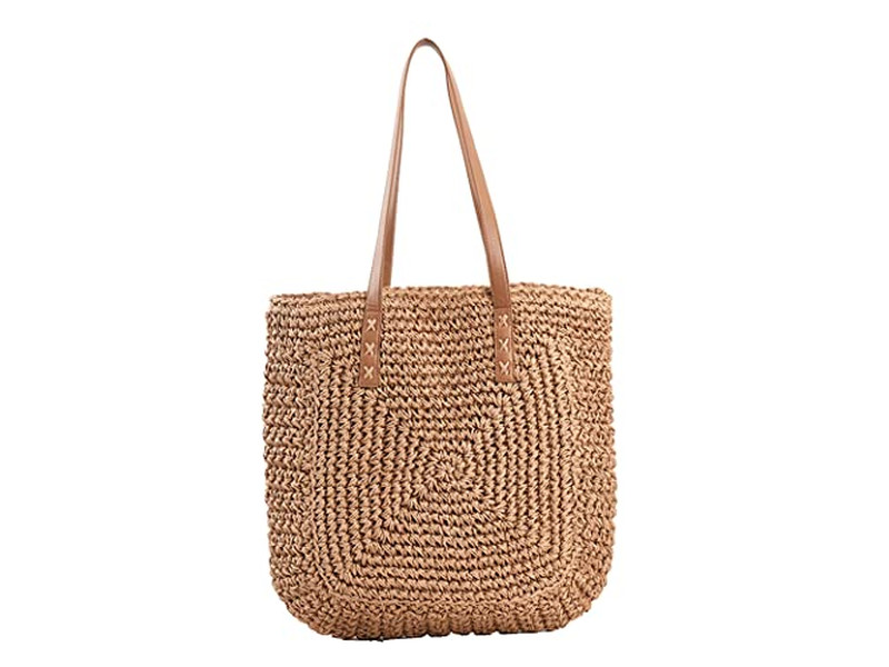 Borsa Cesto di Paglia Nera Stampa Personalizzata Stile Francese Spiaggia Eco-Friendly Nastro