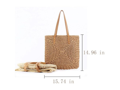 Borsa Cesto di Paglia Nera Stampa Personalizzata Stile Francese Spiaggia Eco-Friendly Nastro