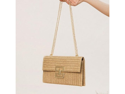 Borsa di Paglia all'Uncinetto Moda Piume Intrecciate Borsa da Spiaggia Sposa Nera