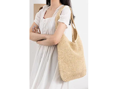 Borsa Estiva Carina Rete da Pesca di Paglia Borse con Perle Finte Pochette Blu Fiore