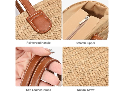 Borsa di Paglia con Patta con Mais Finto Fiocco Carino Borse Boho Eco per Paglia Iuta Bambini
