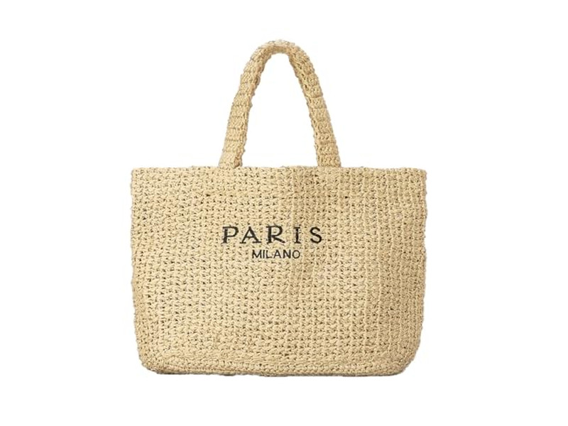 Borsa di paglia a semicerchio Personalizzata Ricamata Borse Boho Francesi Bambini a Righe