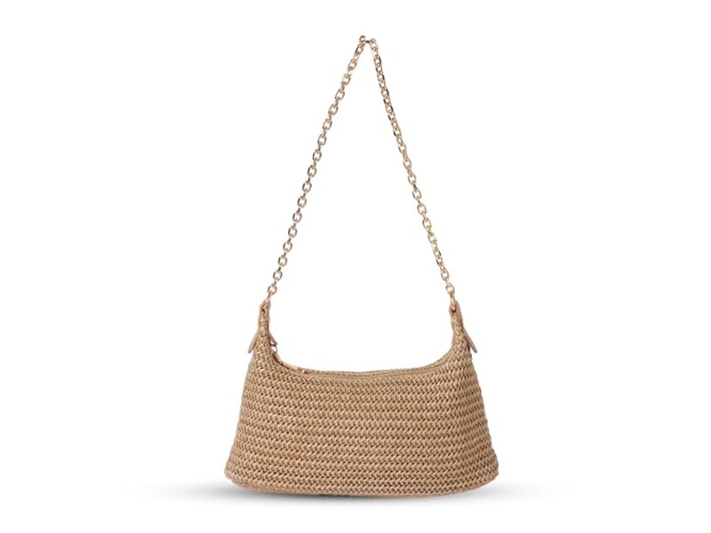 Borsa di Paglia all'Uncinetto Carta Clutch Catena Piccola Borse Bohemienne Cucite a Mano
