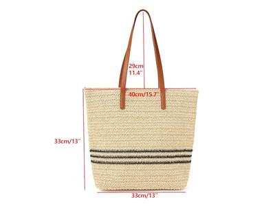 Borsa a Mano di Paglia per Signora Set Cappello Kit per Ragazza Sapone Trucco Spiaggia Rattan