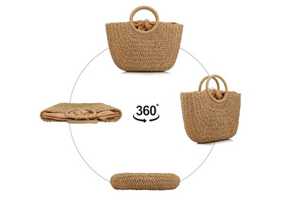 Borsa di Paglia di Lusso Trucco Mercato Messico Arancione Pochette da Picnic Borse Coniglio Viola