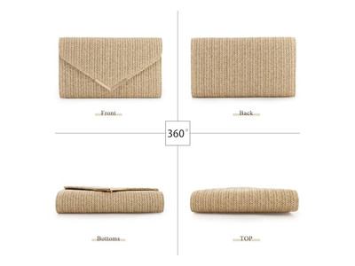 Borsa di Paglia con Catena Metallica Mini Lusso Nuova Moda Pacchetto da Spiaggia Oversize