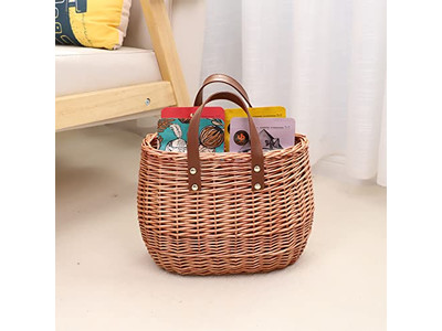 Borsa di Paglia Intrecciata Retrò Borse di Mais Rotonde Tracolla Piccola Spiaggia e Pelle