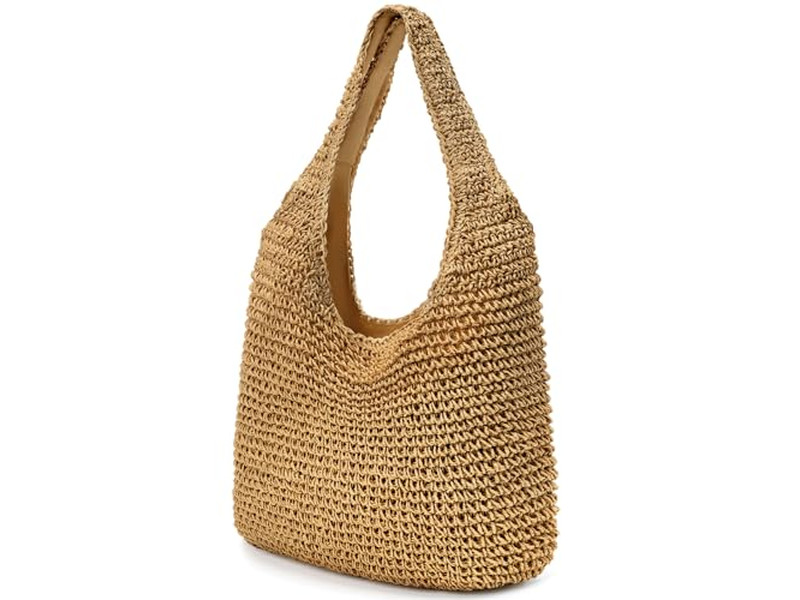 Borsa di paglia a tracolla Zaino con perle Spiaggia