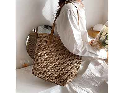 Borsa di Paglia Semplice di Moda Paglia di Grano Borsa per Ragazza Tote Foderata Fiori Colorati per Bambini
