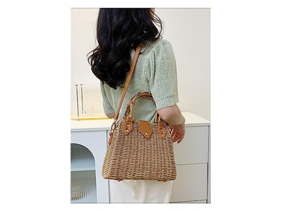 Borsa di Paglia Palm Beach Tote di Carta Rotonda Boho Borse di Mare
