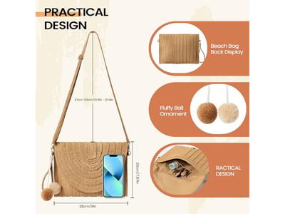 Borsa di Paglia Intrecciata in Vendita Scatola di Faggio Borsa a Mano Pochette Frutta Rete Tracolla