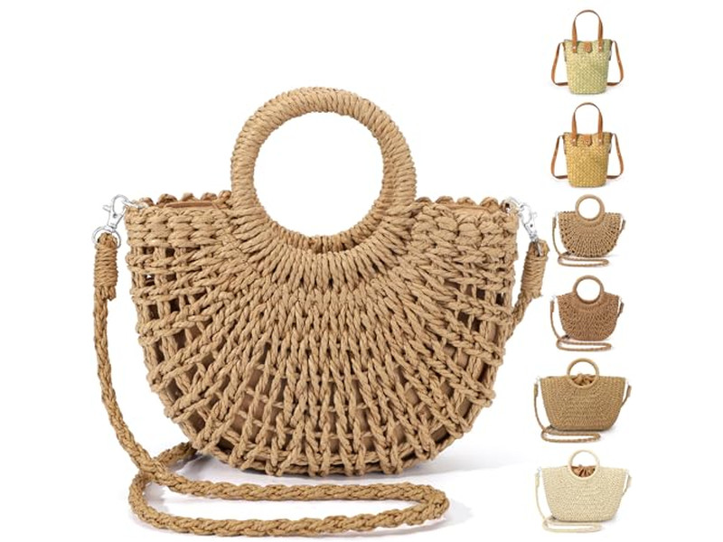 Pochette di Paglia Cappuccio Borse Artigianali Borsa Formale Spalla Nappa Tote Borsa da Viaggio Vimini
