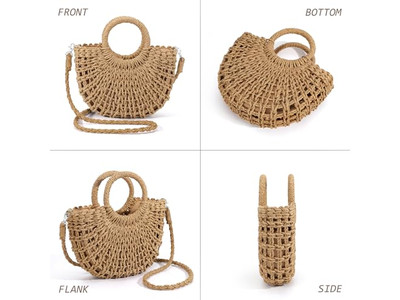 Pochette di Paglia Cappuccio Borse Artigianali Borsa Formale Spalla Nappa Tote Borsa da Viaggio Vimini