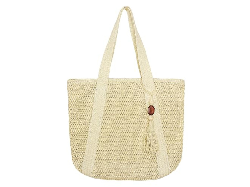 Borsa di raccolta di paglia Borse da spiaggia Borse decorate Donne Onda Mini