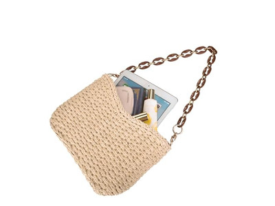 Borsa tote a tracolla di paglia Borsa media traforata