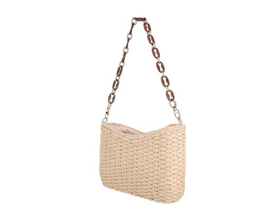 Borsa tote a tracolla di paglia Borsa media traforata