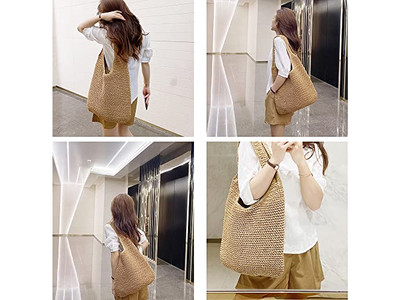 Borsa di Paglia Scamosciata Tote Polso Grano Bianco Borse Fini Erba Juta Lino Multi Mini