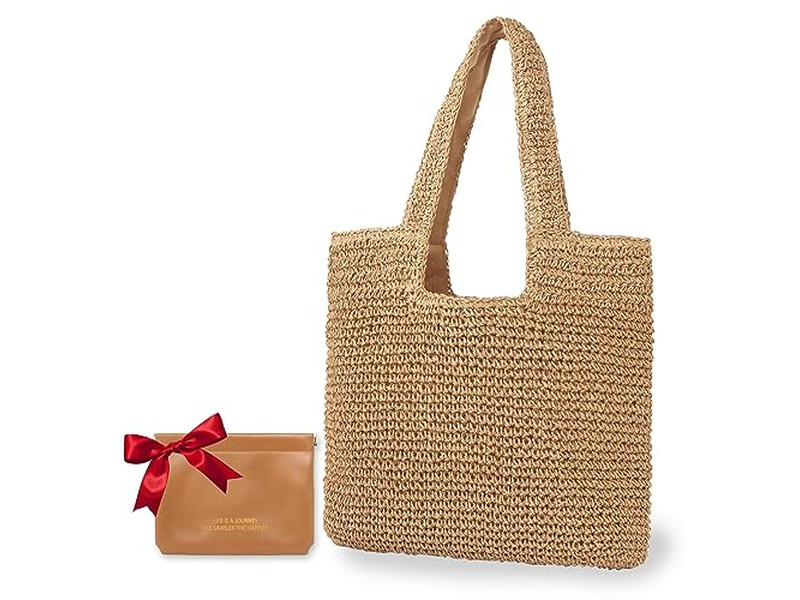 Borsa a Mano Intrecciata di Paglia Tote Donna Pochette con Frange