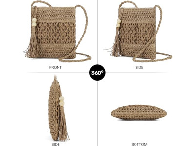 Borse di Paglia per il Fine Settimana Clutch per Donne Borsetta alla Moda Decorata